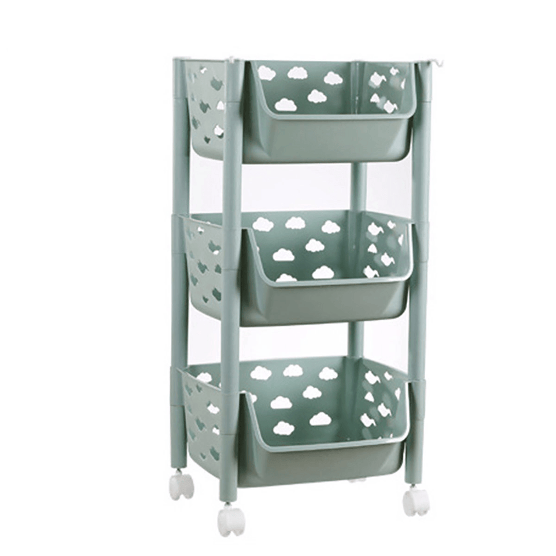 3/4 Tier Kitchen Vegetables Storage Trolley Cart Shelf Wheels Room Rack Stand