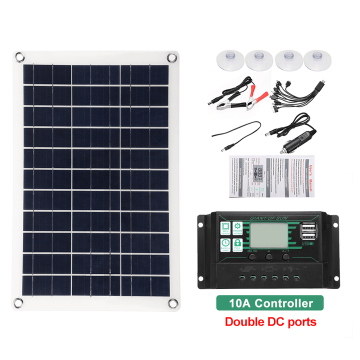 10A-100A Semi-Flexible Solar Power Panel System Kit Solar Panle Dual DC Port 5V/12V/18V W/ Solar Charge Controller - MRSLM