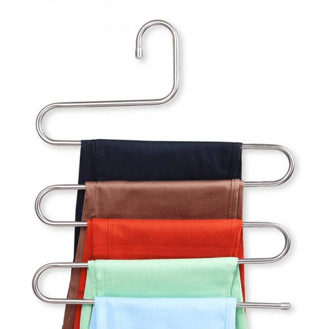 5 Layers Pants Hanger Trousers Towels Hanging Cloth Clothing Rack Space Saver