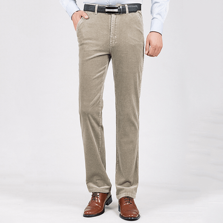 Mens Fall Winter Thick Warm Corduroy Business Straight Pants