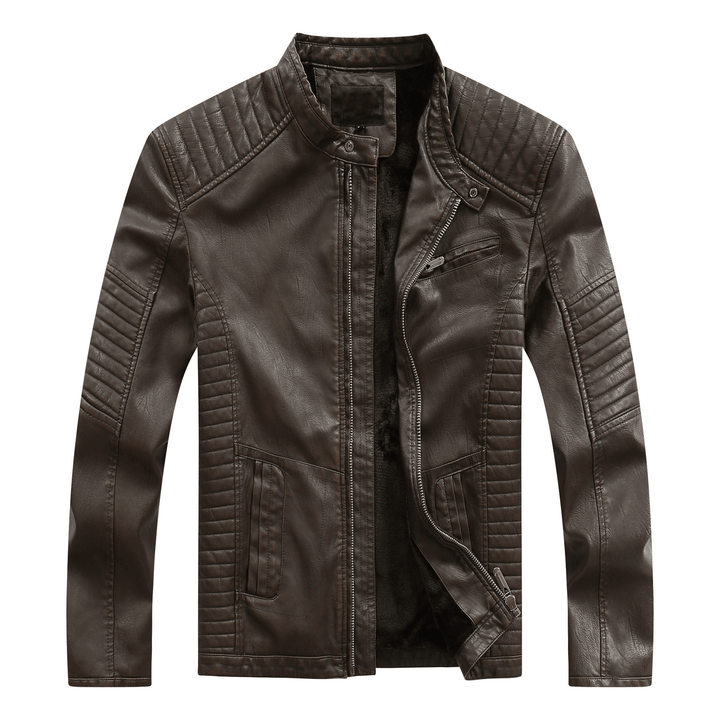 3New Style Washed Men'S Pu Leather Jacket