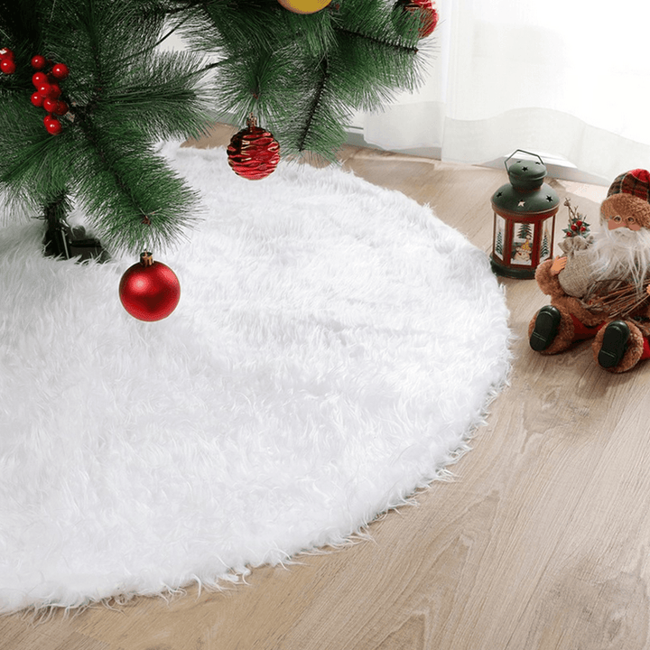 2020 White Plush Christmas Tree Skirt Christmas Decoration for Home Soft Hair White round Carpet Christmas Decor