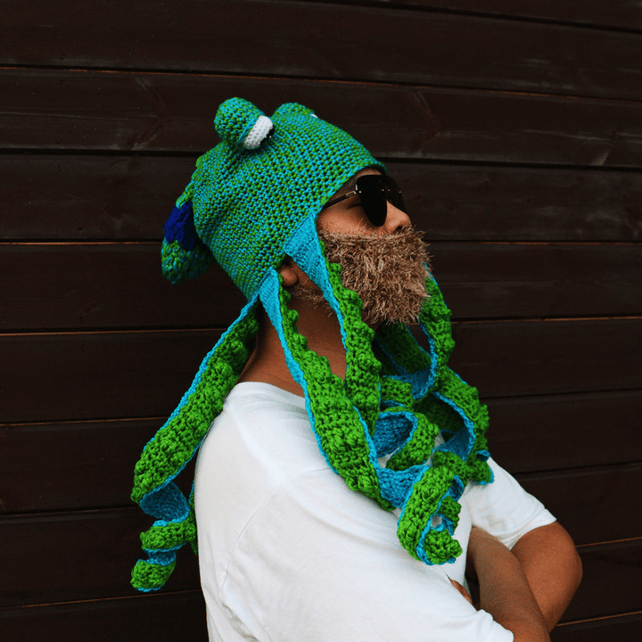 Octopus Hat Octopus Knitted Wool Hat plus Beard