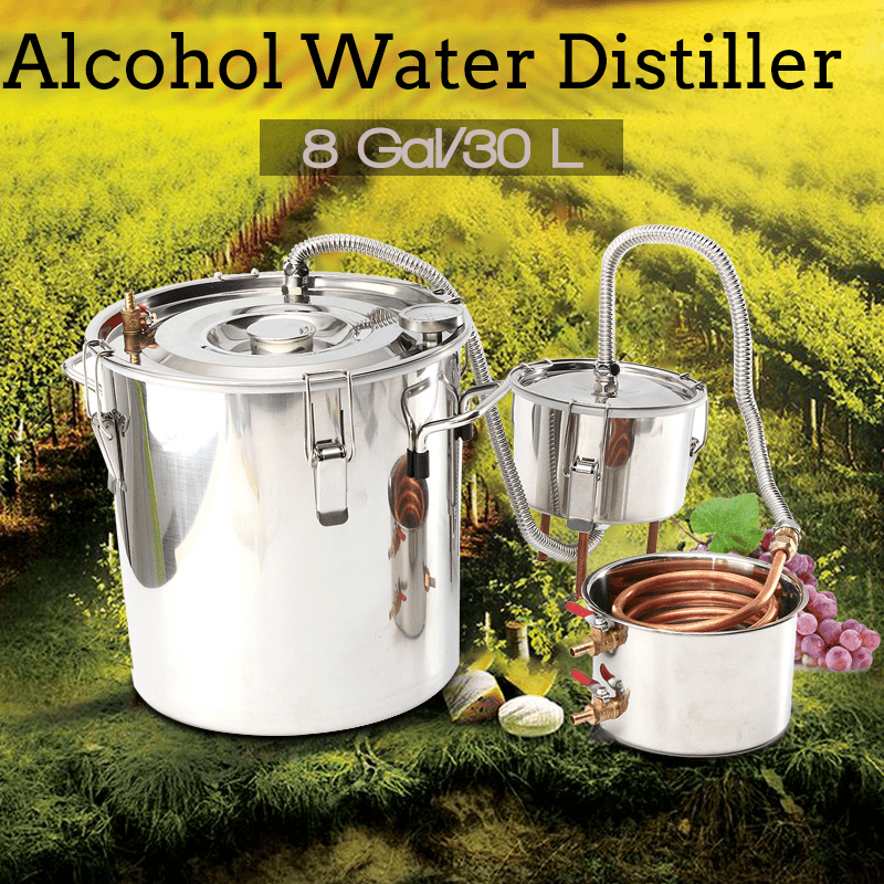 30L Alcohol Water Distiller Moonshine Still Stainless Boiler with Thumper Keg