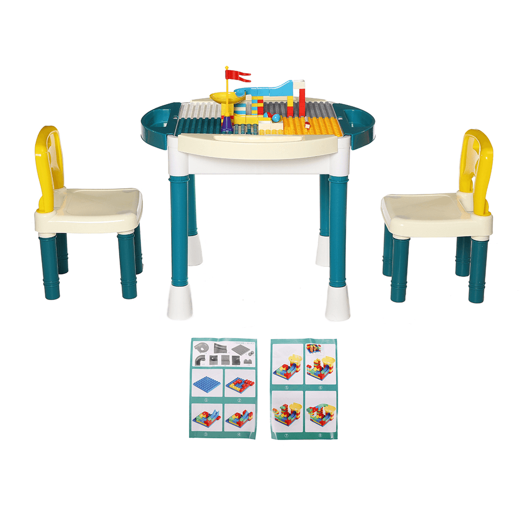 Children Building Blocks Kids Table and Chairs Set Toy Bricks Activity Play Baby