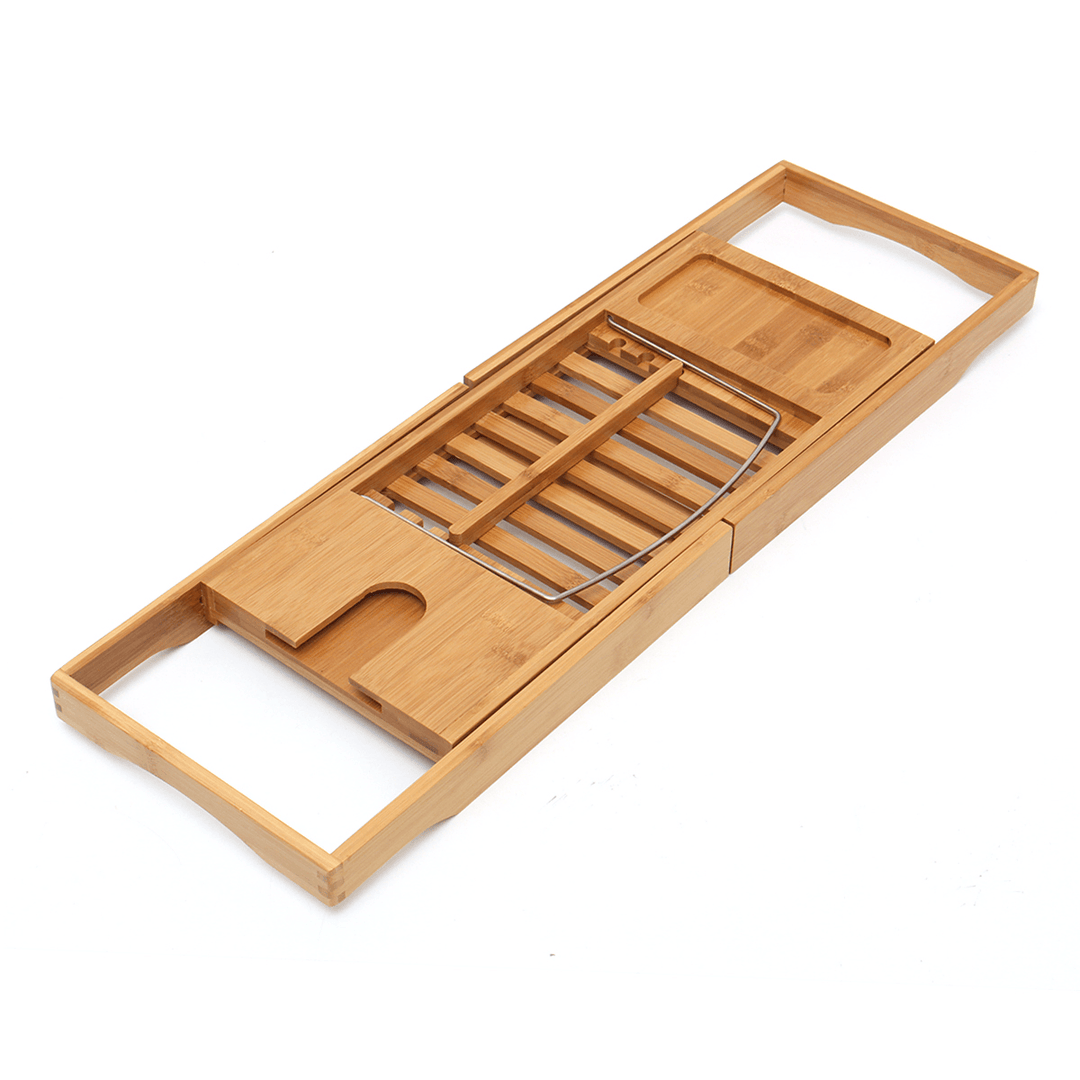 Luxury Bathroom Bamboo Bath Shelf Bridge Tub Caddy Tray Rack Wine Holder Bathtub Rack Support Storage