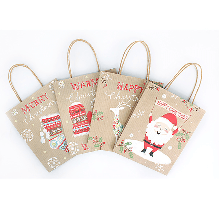 Christmas Kraft Paper Santa Gift Bag Candy Chocolate Cookies Bag Merry Christmas Decorations