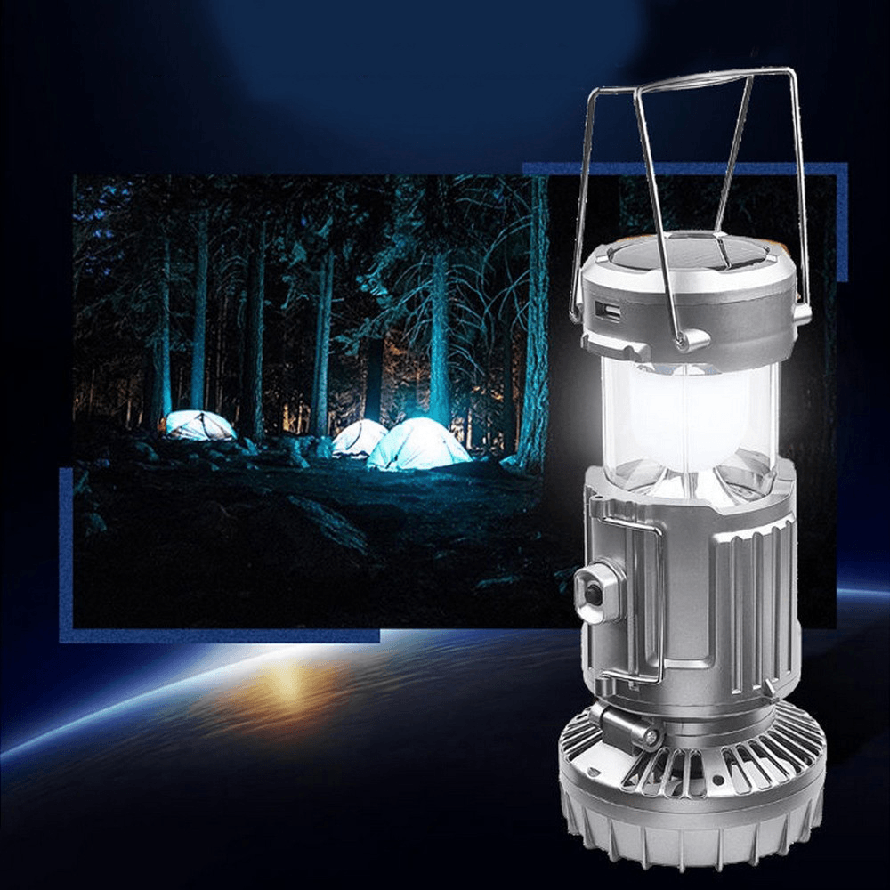 Ipree¬Æ 2-In-1 Solar Camping Light Portable Hanging Tent Lamp Rechargeable Cooling Fan Outdoor Camping Fishing Hiking