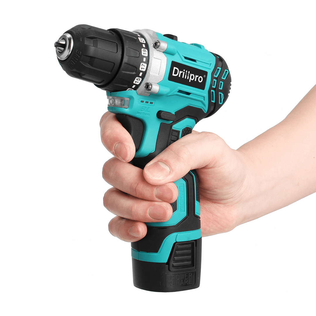 Drillpro 16.8V Brushless Electric Drill Driver Portable Rechargeable Screwdriver Power Tool W/ 1/2 Battery