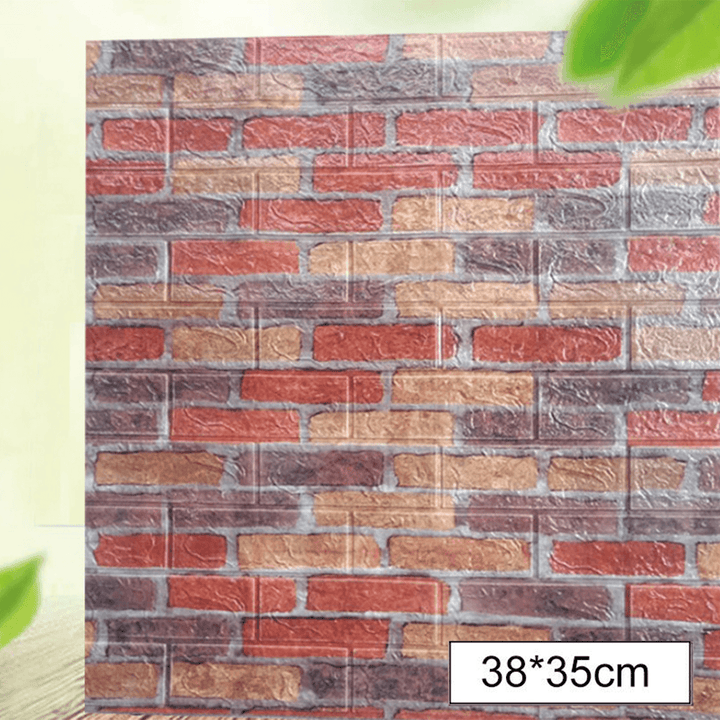 5Pcs 3D Soft Tile Brick Wall Sticker Self-Adhesive Waterproof Foam Panel 38*35Cm - MRSLM