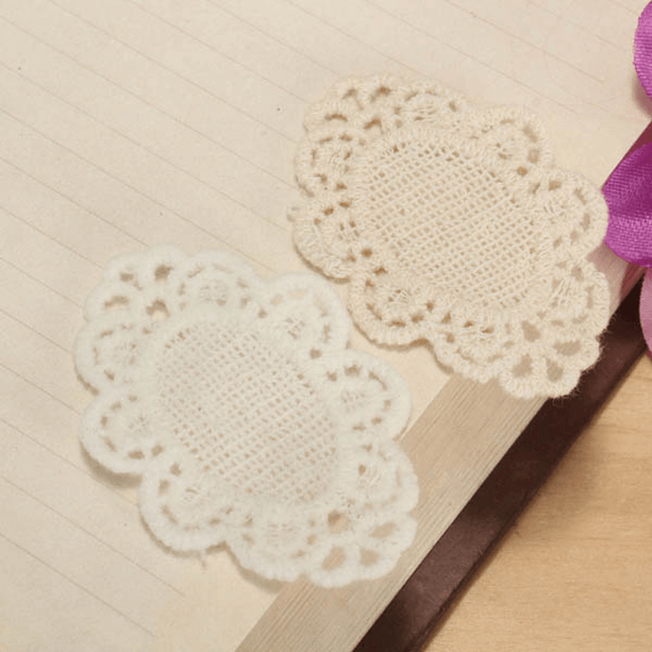 55X35Mm White Flower Polyester Embroidery Lace Trim DIY Sewing Needlework Accessories