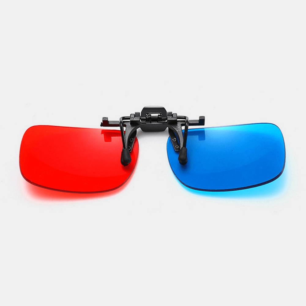 Unisex 3D Stereo Glasses Clip Lens Cinema Film Red and Blue Universal Glasses Lens with Case