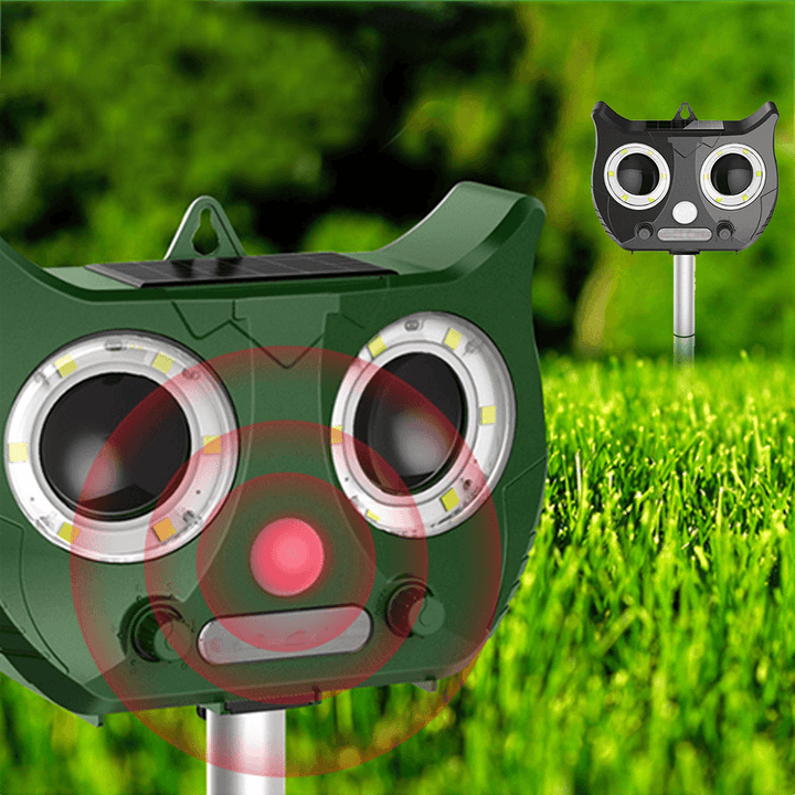 [Basic Version]Portable Solar Battery Powered Ultrasonic Outdoor Pest and Animal Repeller Rat Repeller Get All Animal Invaders Friendly