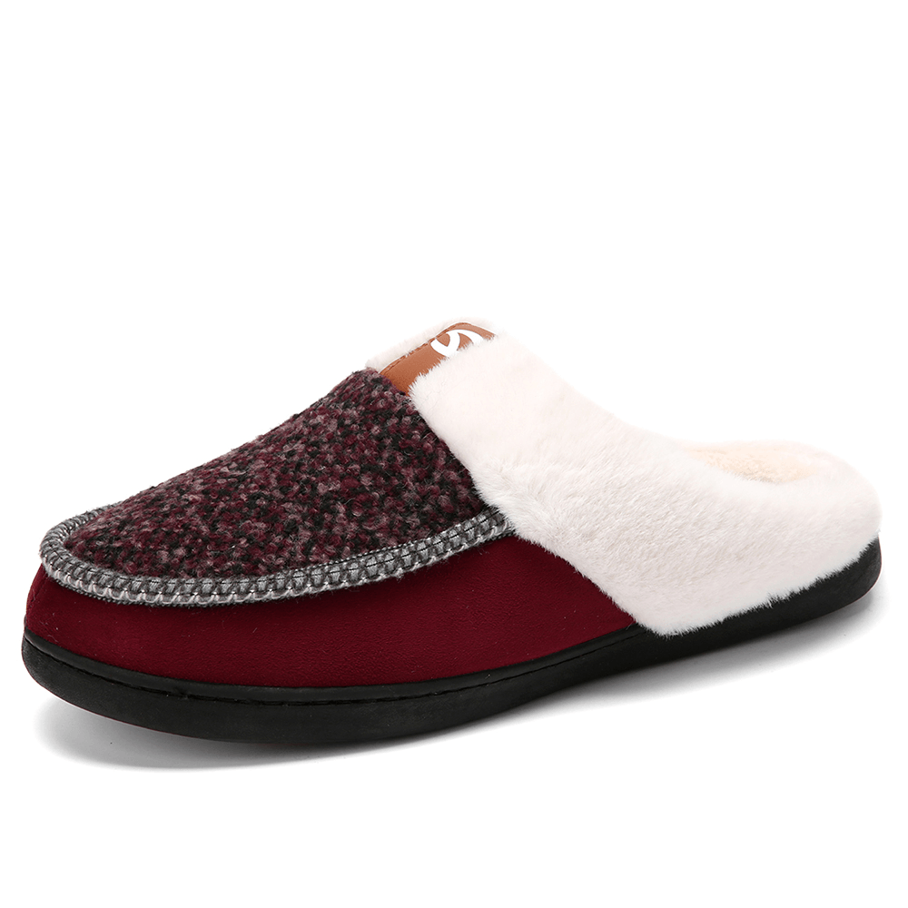 Men Lamb Wool Soft Sole Non-Slip plus Velvet Thicken Winter Warm Home Cotton Slippers