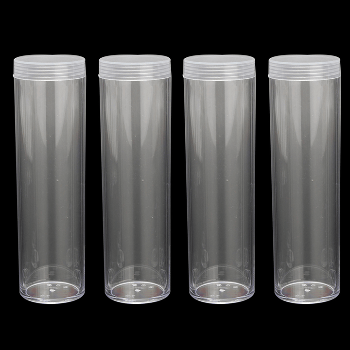 10Pcs/Set 25Mm round Clear Plastic Coin Tube Coin Holder Container for Quarter Dollar Storage Tube Screw