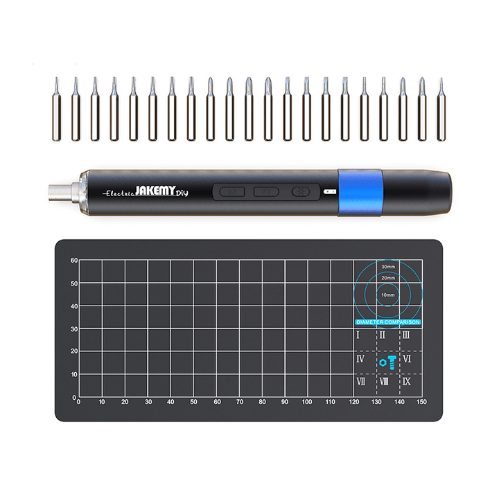 JAKEMY JM-Y04 25In1 Electric Screwdriver Rechargeable Precision Screw Driver Manual/Electric Phone Camera Repair Tools W/ 21Pcs Screw Bits & 1Pc Magnetic Measuring Mat