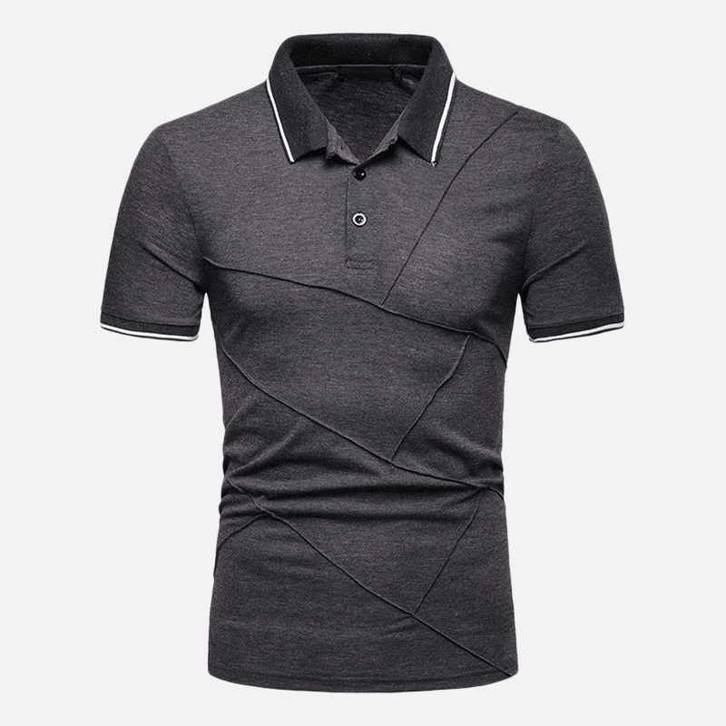 Mens Business Turn-Down Collar Splice Cotton Slim Golf Shirts