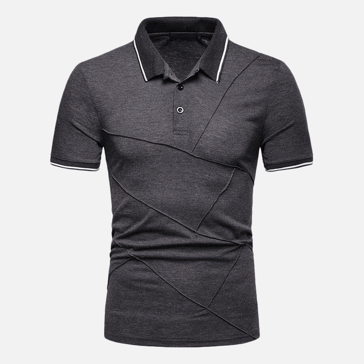 Mens Business Turn-Down Collar Splice Cotton Slim Golf Shirts