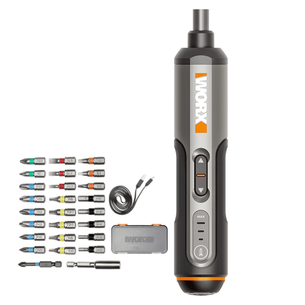 Worx WX240 4V USB Mini Screwdriver Cordless Electric Screwdrivers Hosehold DIY Screw Driver Tool Handle with 26Pcs Bit