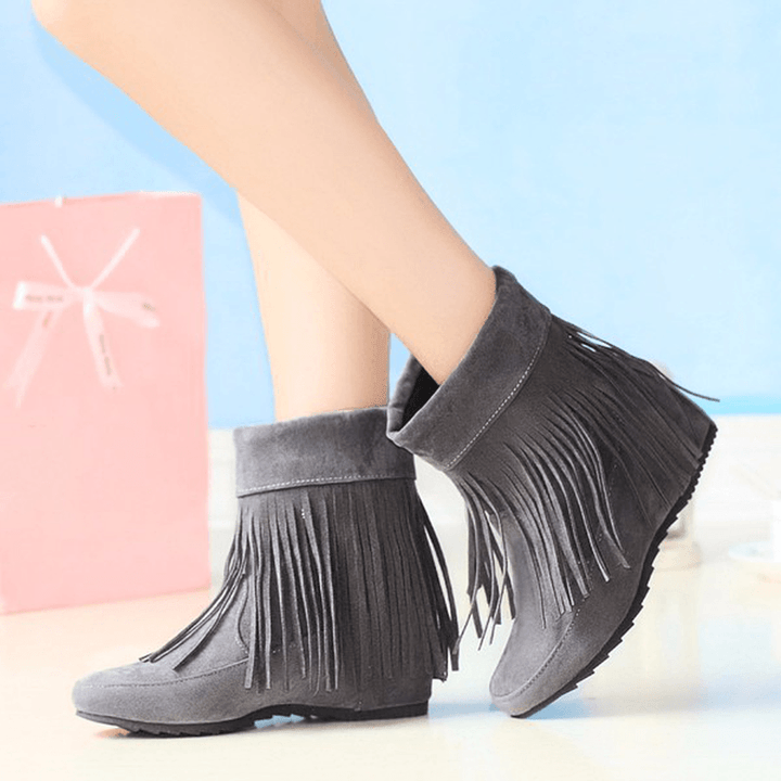 US Size 5-12 Women Suede Boot Outdoor Casual Fashion Tassels Comfortable Short Boots