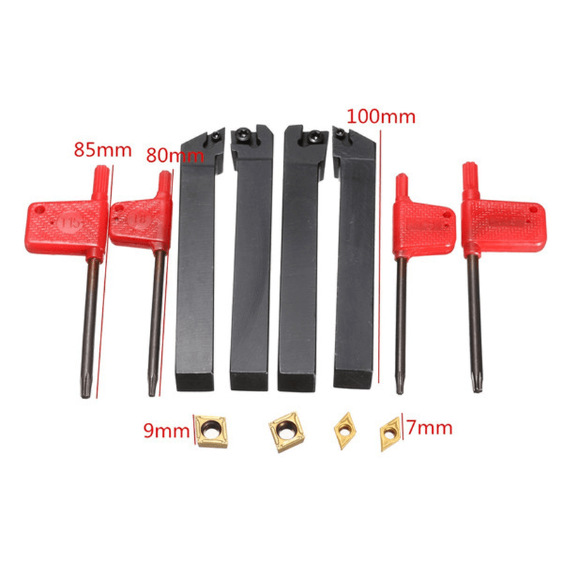 4Pcs 12X100Mm Lathe Turning Tool Holder Boring Bar for CCMT09T3 and DCMT0702 Inserts