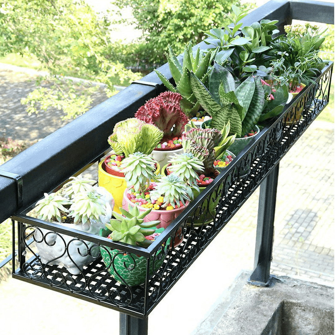 Flower Pot Stand Rack-Mounted Balcony Wrought Iron Hanging for Home