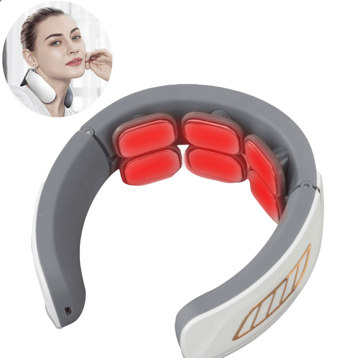 Smart TENS Electric Pulse Neck Massager for Pain Relief Upgraded 6 Head Hot Compress 4 Modes 9 Levels Cordless Deep Tissue Trigger Point Massager Health Care Cervical Massager for Women Men Gift