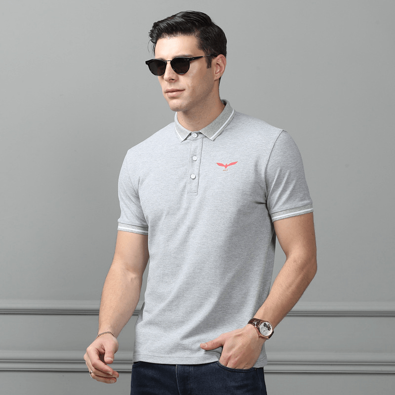 Men'S New Business Cotton Short Sleeve Embroidered Golf Casual T-Shirts