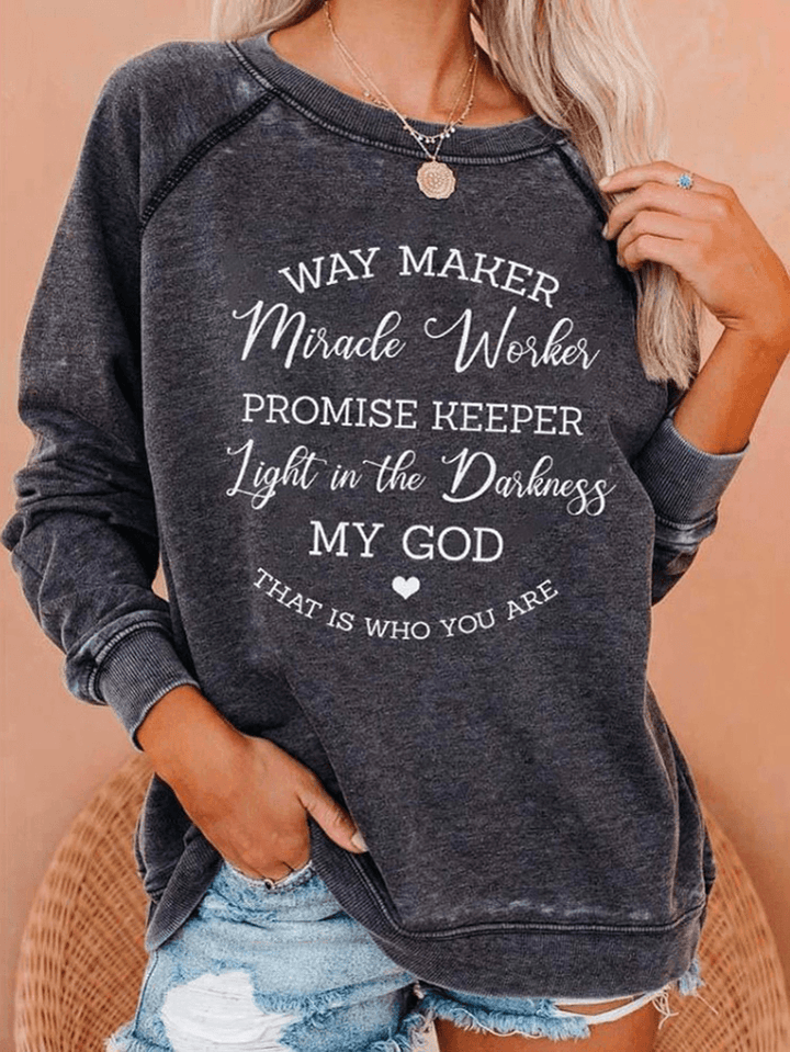 Women Letter Slogan Printed O-Neck Raglan Sleeve Simple Sweatshirts