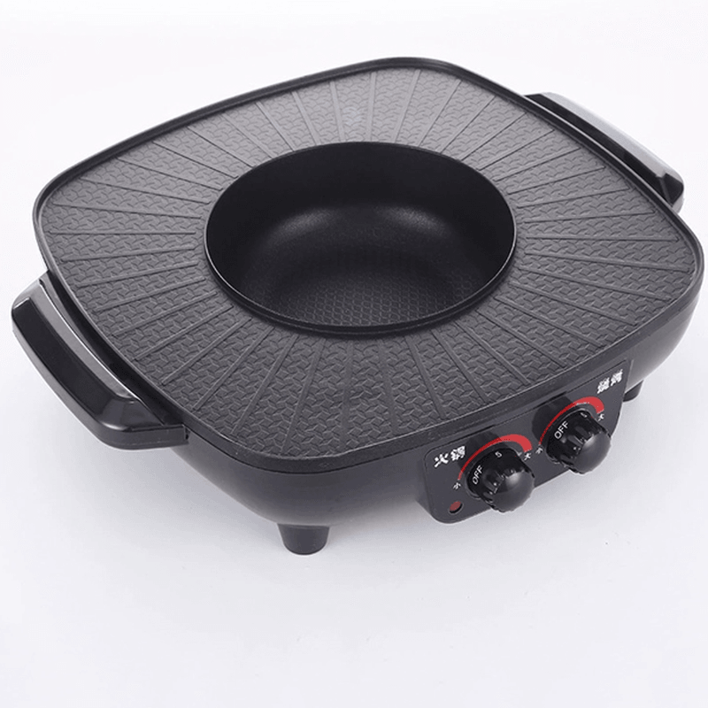 1600W 220V Electric Hot Pot Barbecue Hotpot Oven Smokeless BBQ Cooking Pan Cookware