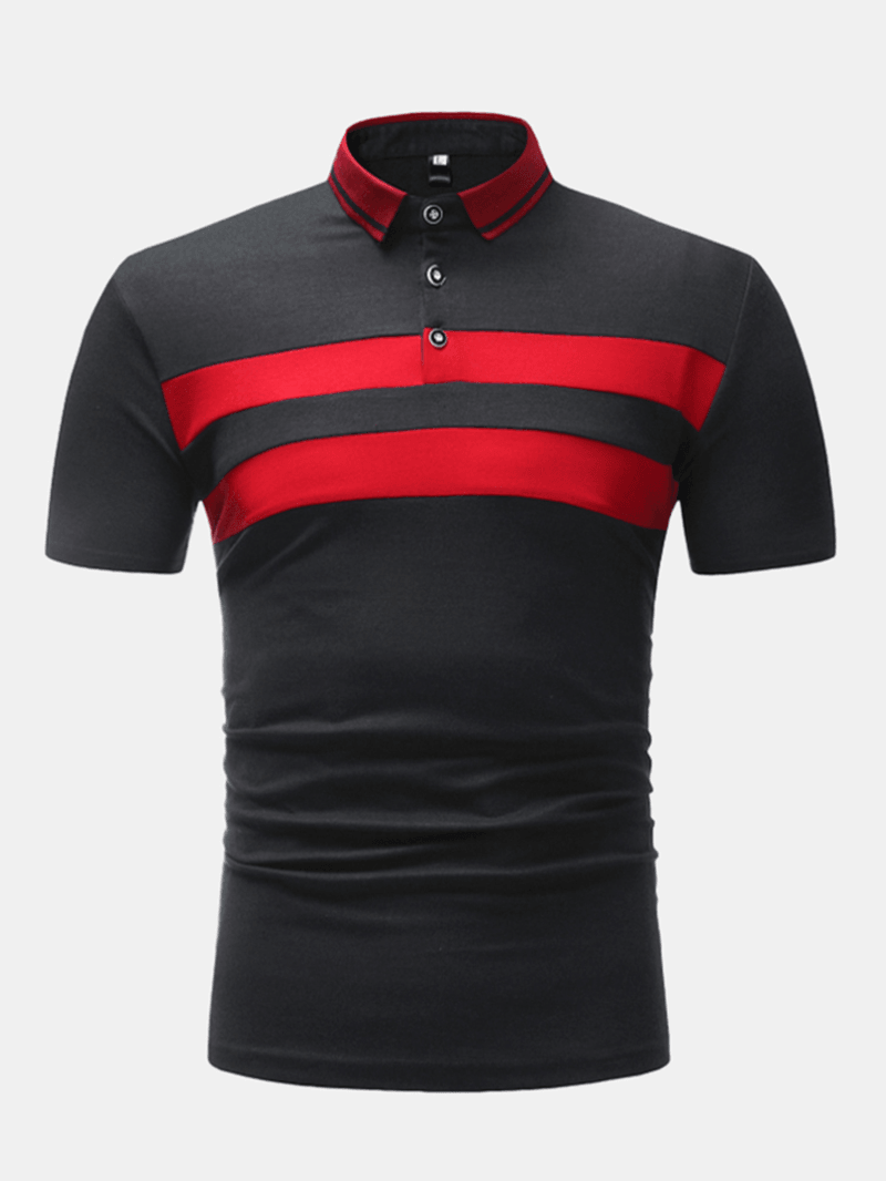 Mens Color Block Half Open Button Casual Golf Shirts