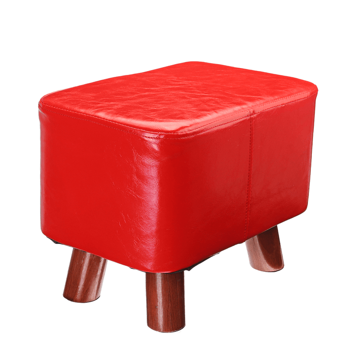 PU Soft Foot Stool Soft Change Shoes Bench Small Ottoman Footrest Footstool Wooden Legs Rectangular Seat Stool Home Supplies - MRSLM