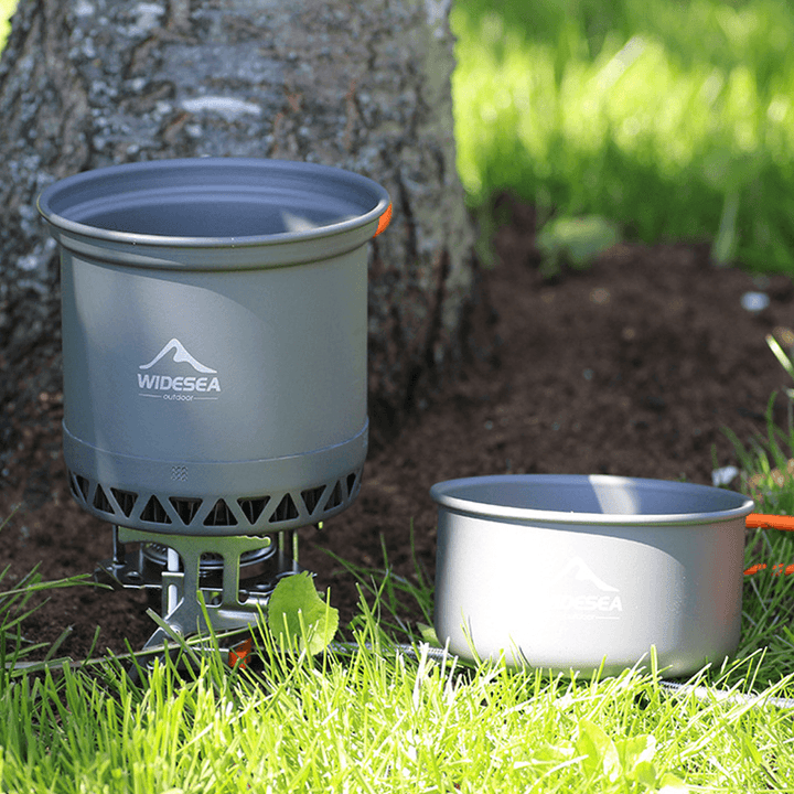 Widesea Single People Camping Pot Folding Tableware Set Heat Cooker Cookware Outdoor Cooking Equipment