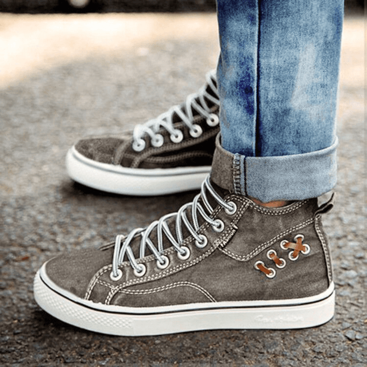 Women Denim Comfy Wearable Casual Sports High Top Flats