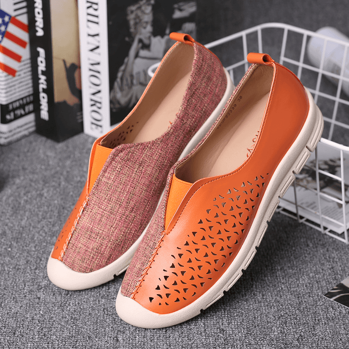 LOSTISY Women Colorblock Comfy Hollow Breathable Casual Flats