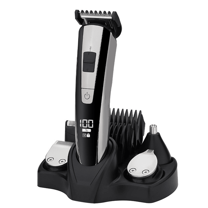 NK-2555 5 in 1 LCD Display Multifunctional Hair Trimmer USB Rechargeable Electric Hair Care Clipper