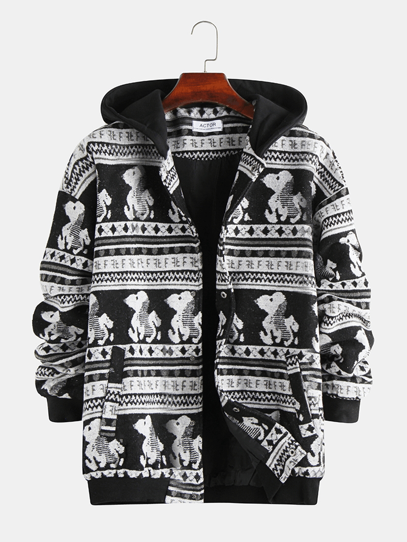 Mens Fashion Cotton Printing Loose Comfy Thick Casual Jacket