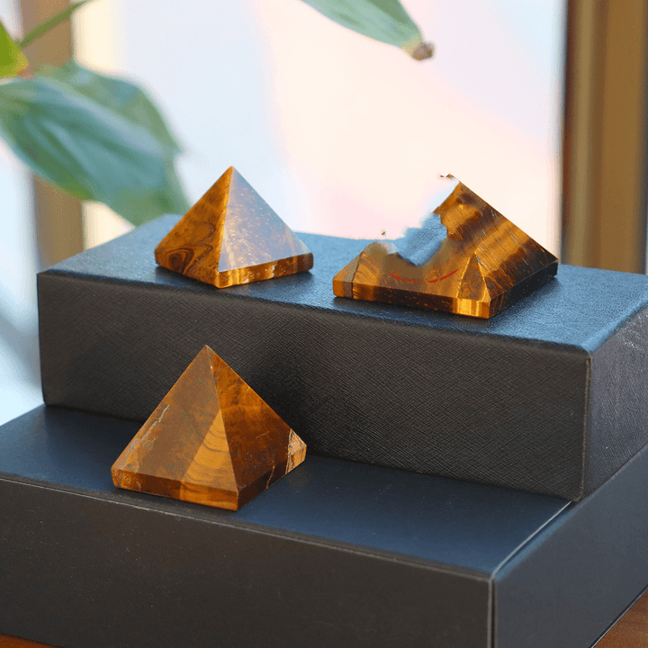 Natural Yellow Tiger Eye Stone Pyramid Decoration