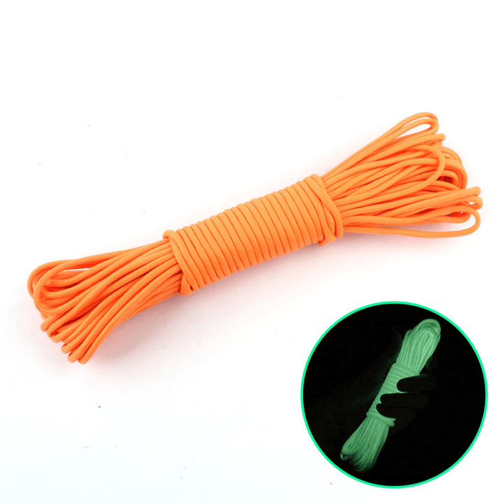 Nylon 20M Fluorescent Climbing Camping Tent Rope 9 Strands Luminous High-Strength Paracord