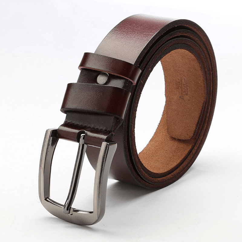 Men'S Explosive Leather Simple Retro Pin Buckle Belt