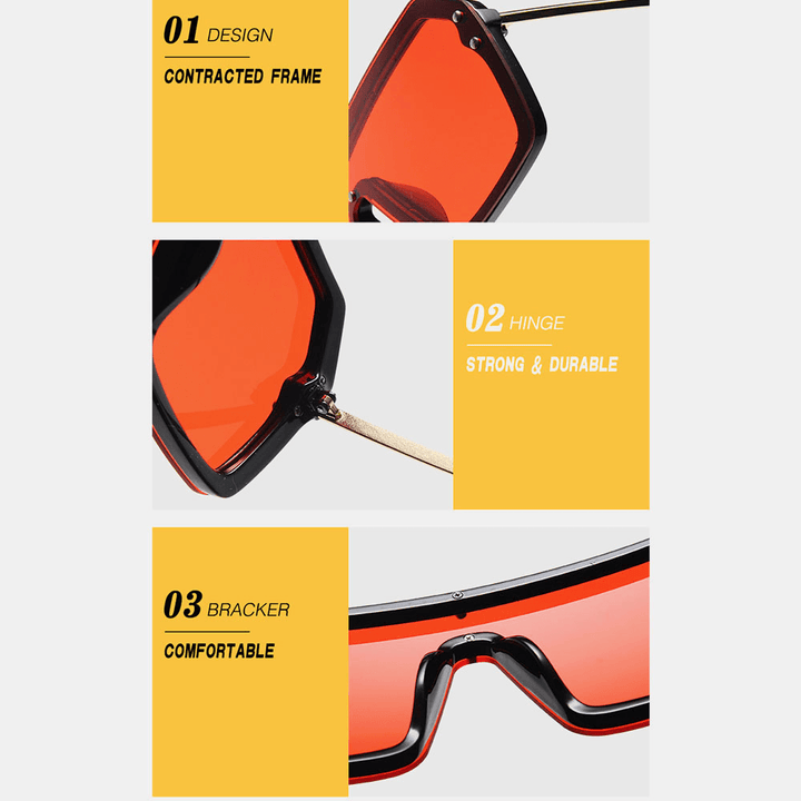 Women plus Size Thick Frame One-Piece Square Shape Personality Fashion Trend UV Protection Sunglasses