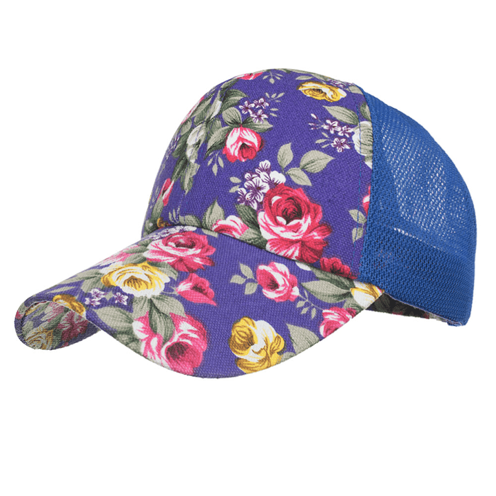 Women Summer Outdoor Print Breathable Mesh Baseball Cap Casual Adjustable Visor Hat - MRSLM