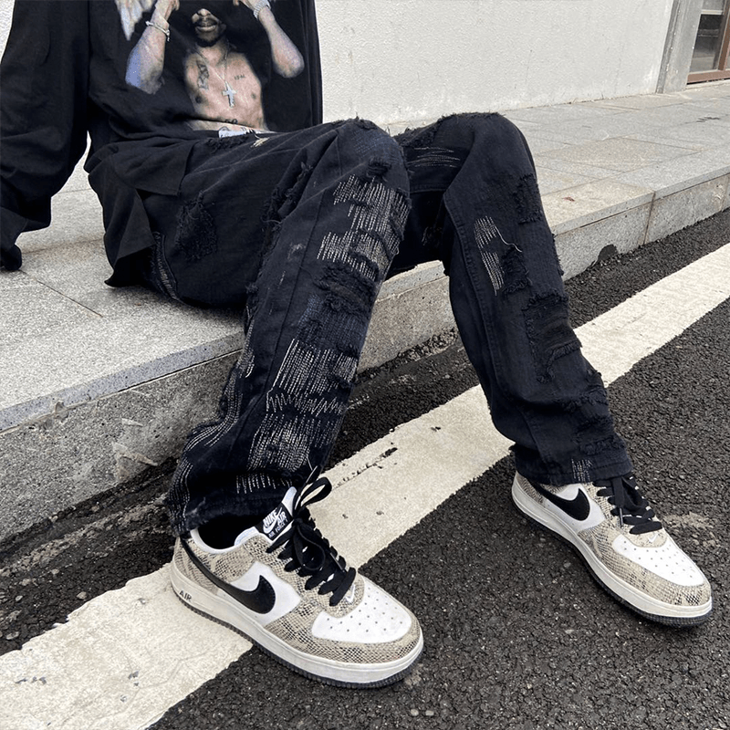 7Tt Original National Chaogao Street Cut Loose Straight Jeans Men''S Wide Leg High Waist Versatile Casual Pants