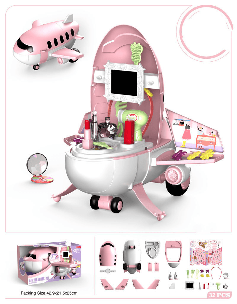 Girl Play House Luxury Airplane Car Toy Little Princess Dresser Birthday Gift Children'S Disassembly Tool