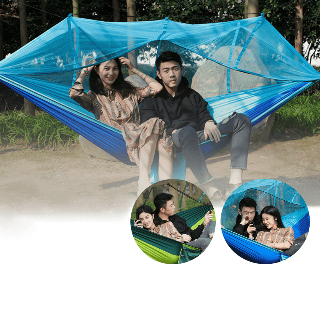 1-2 Person Camping Hammock Hanging Bed Swing Chair with Mosquito Net Outdoor Travel