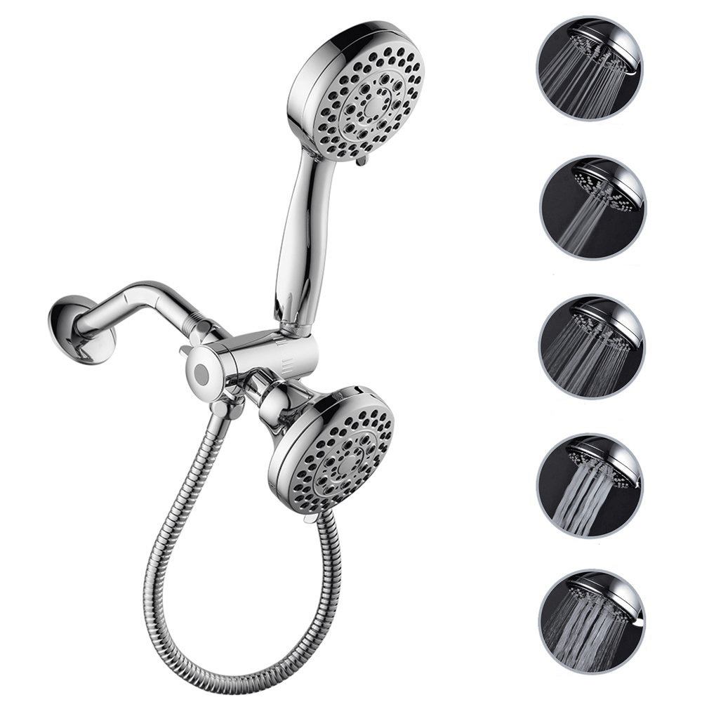 KC-SH03 Full-Chrome 5+5 Outlet Mode Luxury 2 in 1 Shower-Head & Handheld-Shower Head