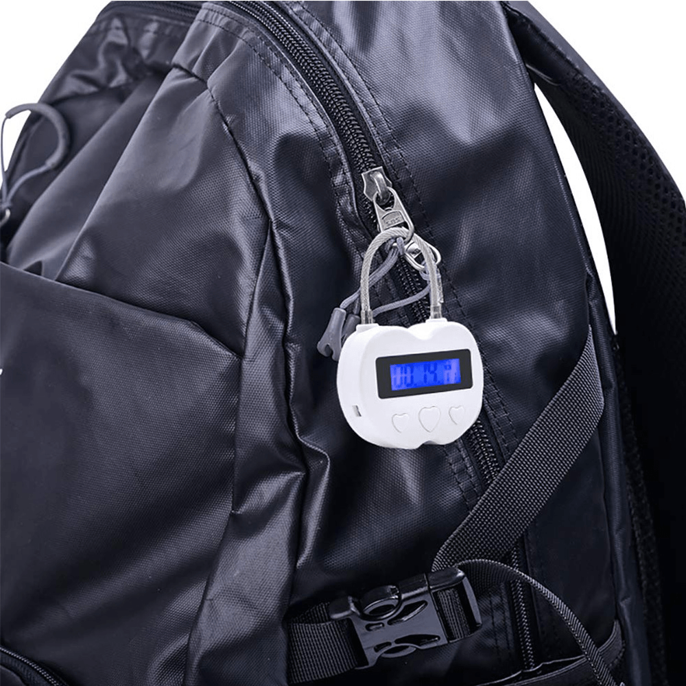 USB Rechargeable Time Out Padlock Max Timing Lock Digital Timer Alarming Padlock W/ LCD Display Screen