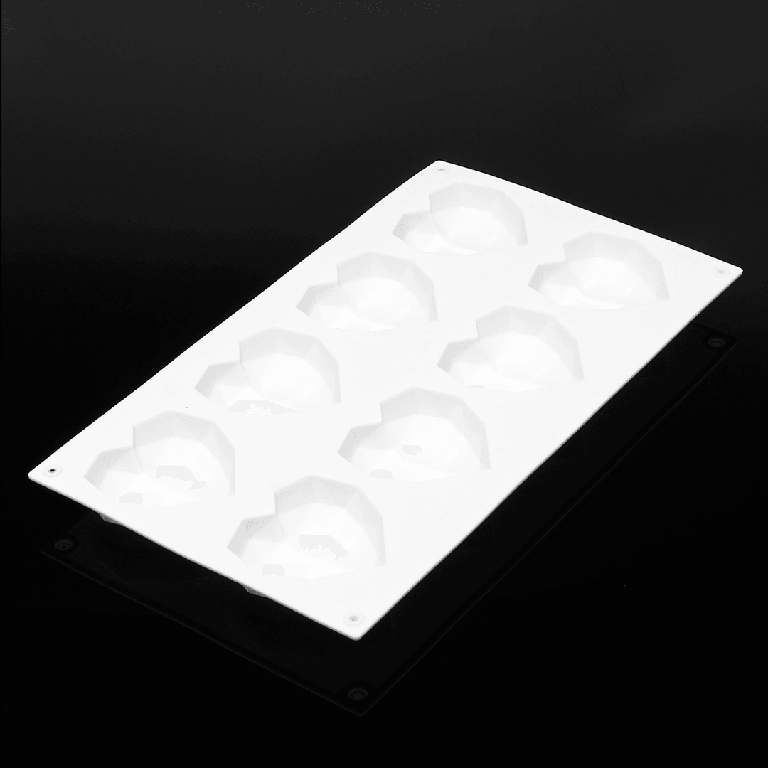 8 Grids Diamond Heart Dessert 3D Cake Mold Art Mousse Silicone Mould