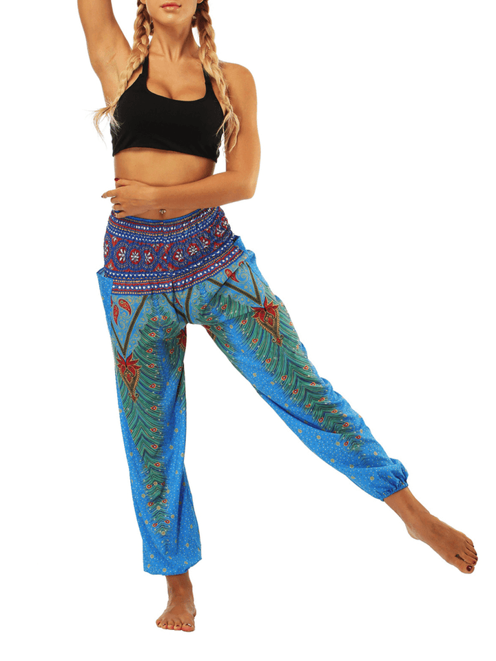 Women Ethnic Style Beach Sport Bloomers Casual Loose Yoga Pants - MRSLM