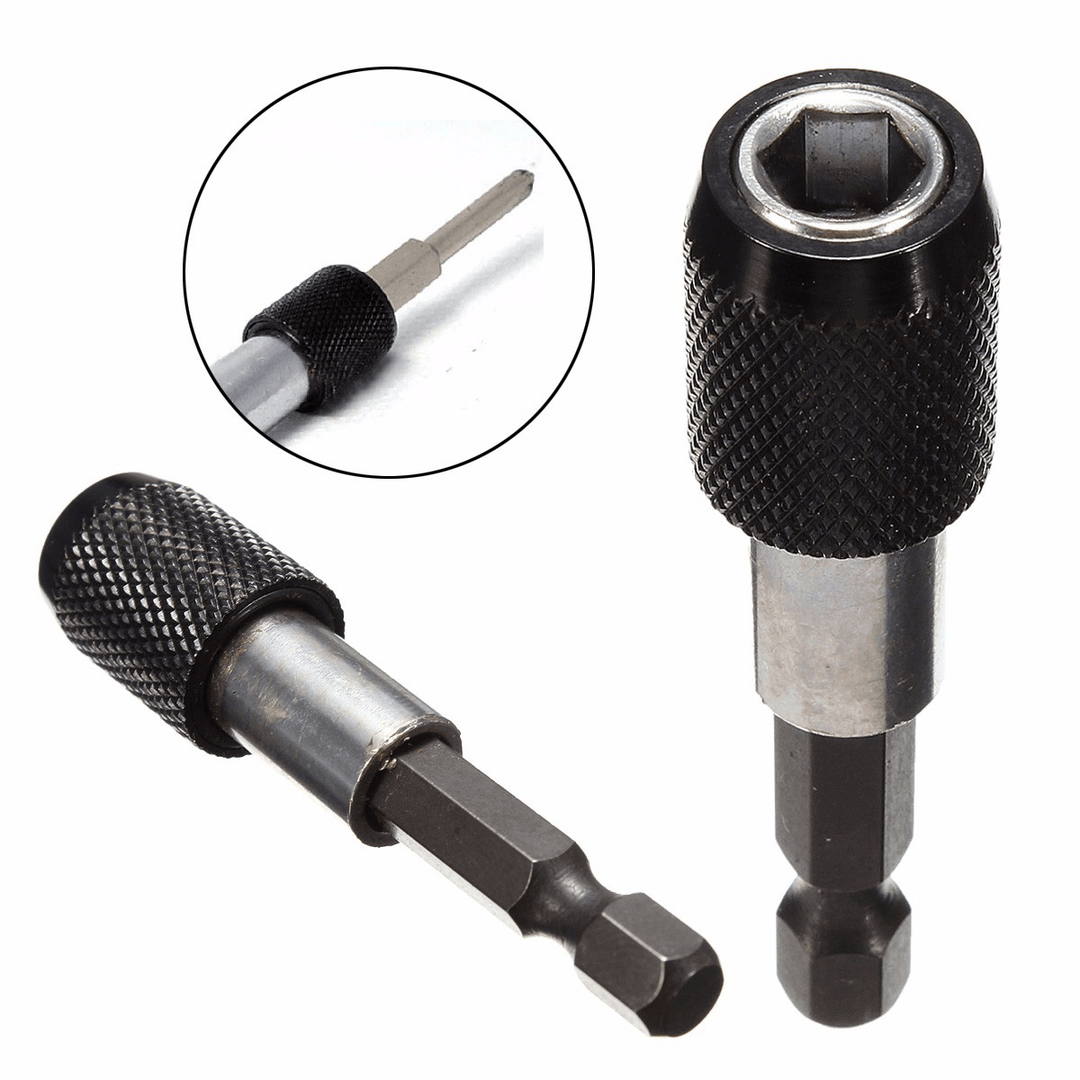 1PC Black 1/4" Hex Shank 60Mm Quick Release Magnetic Screwdriver Bit Holder